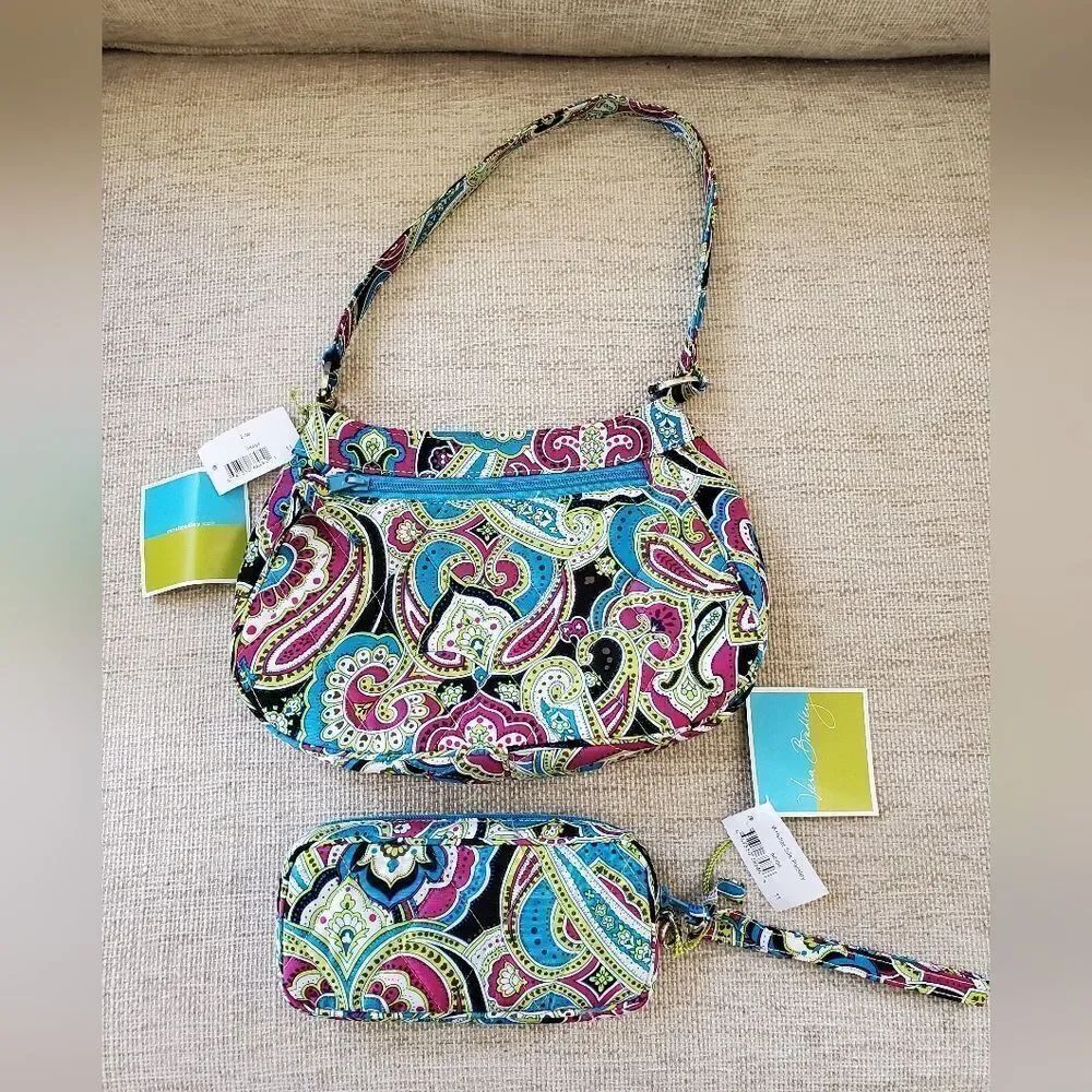 Vera Bradley Zoe Silk Paisley Shoulder Bag & Wristlet